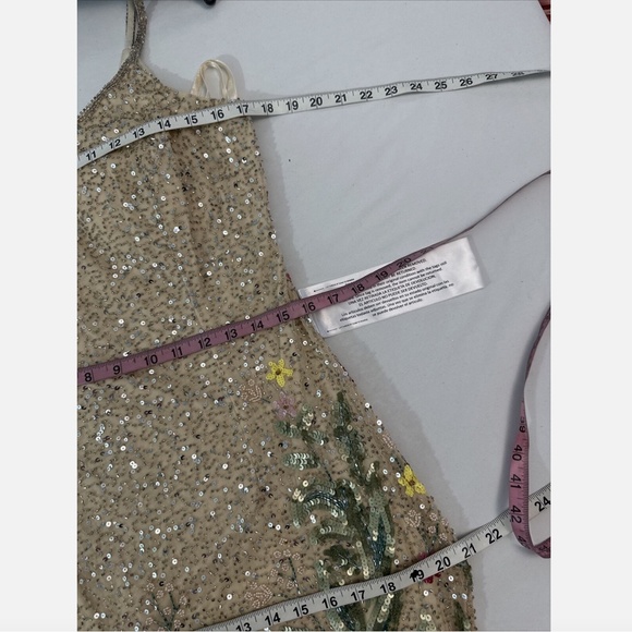 NWT $598 Mac Duggal [ 8 ] Floral Embellished Spaghetti Strap Gown in Nude #G1458 - Picture 4 of 13